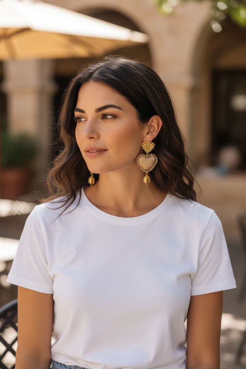 Aretes de Corazón con Bordados de San Antonino