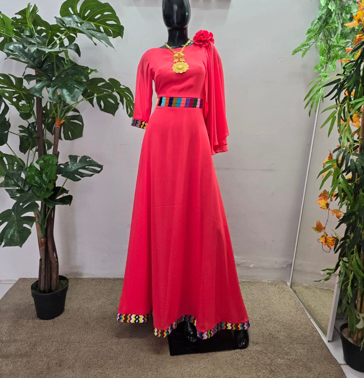Vestido de Gala Chinanteco Color Salmon