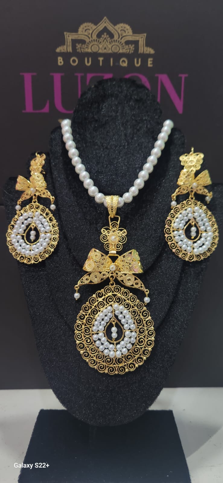 Juego de Joyeria de Filigrana con Perlas 