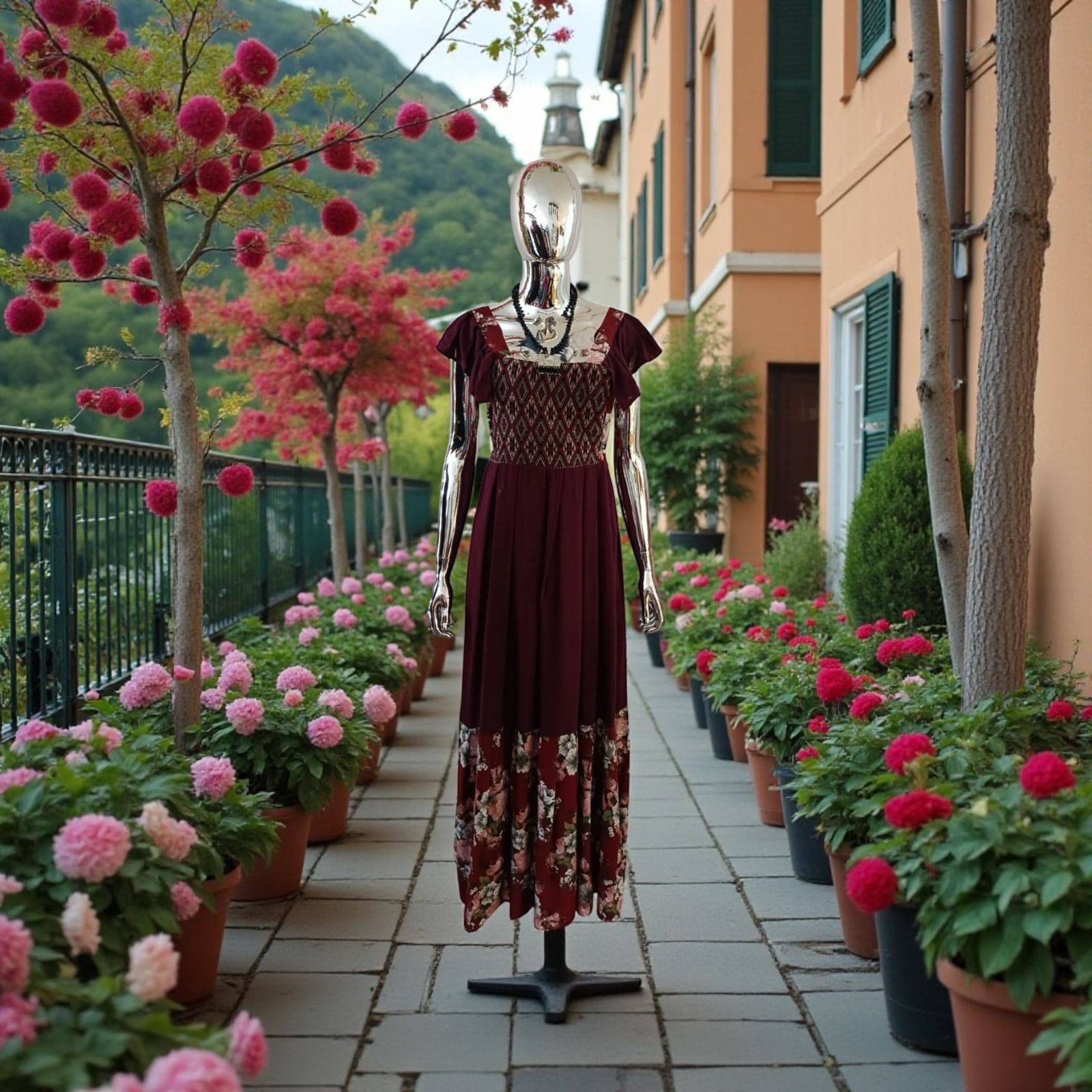 Vestido Floras con Bordado Zinacantán en maquina de pedal