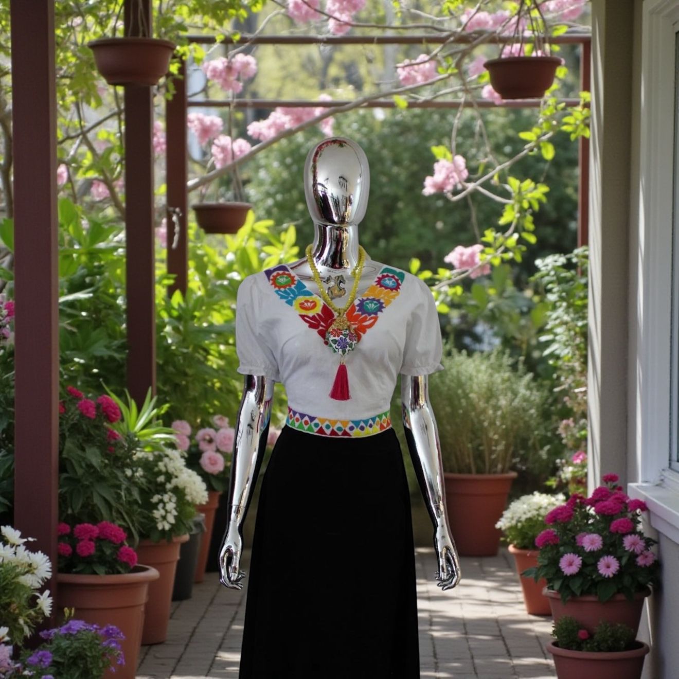 BLUSA CORTE V GRANDES BORDADO MAZATECO