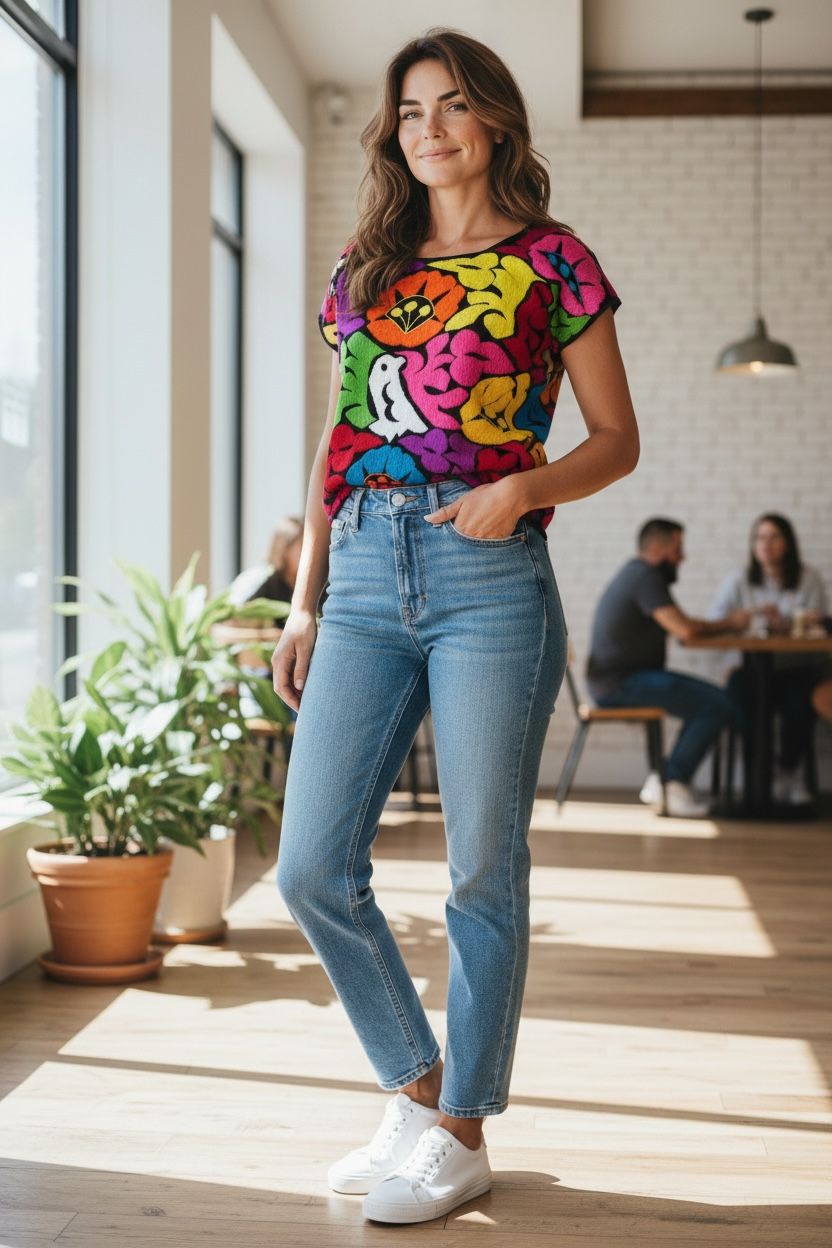 Blusa Bordado Mazateco de colores