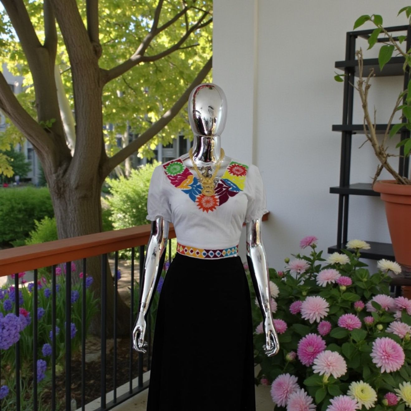 BLUSA CORTE V CHICAS - BORDADO MAZATECO