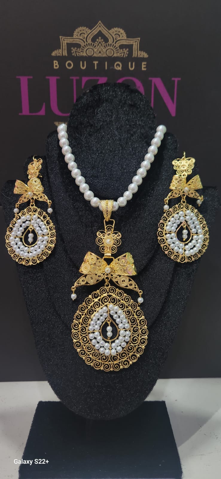 Juego de Joyeria de Filigrana con Perlas 