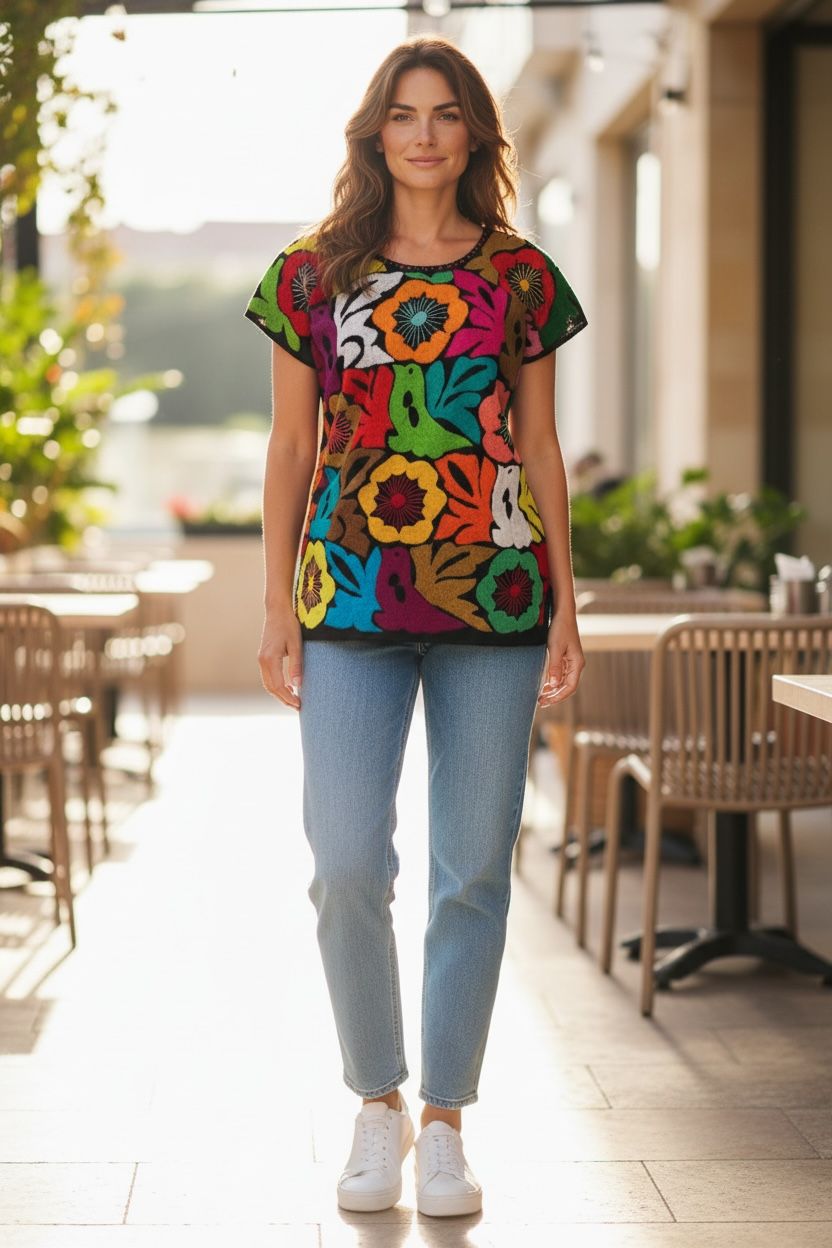 Blusa Bordado Mazateco de colores 2