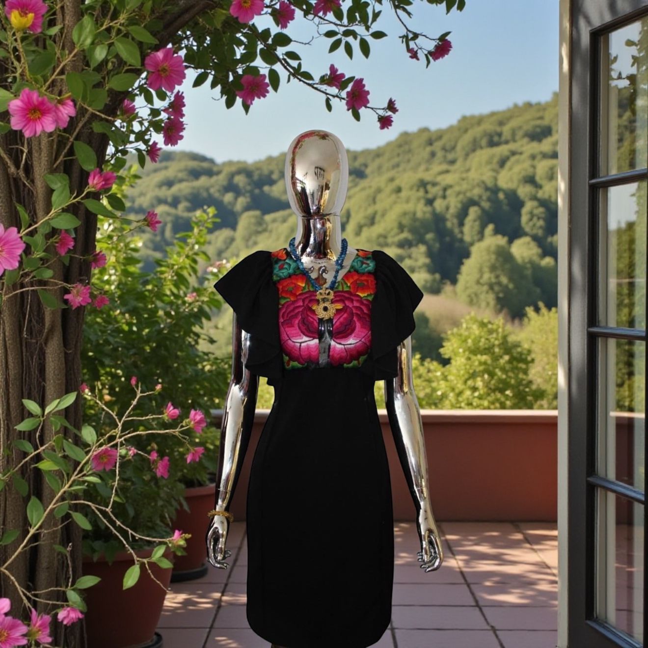 VESTIDO ISTMEÑO CON OLANES UNITALLA