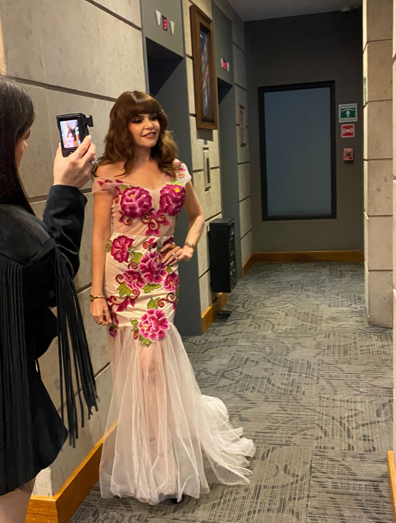 Vestido largo de gala con Bordado Istmeño