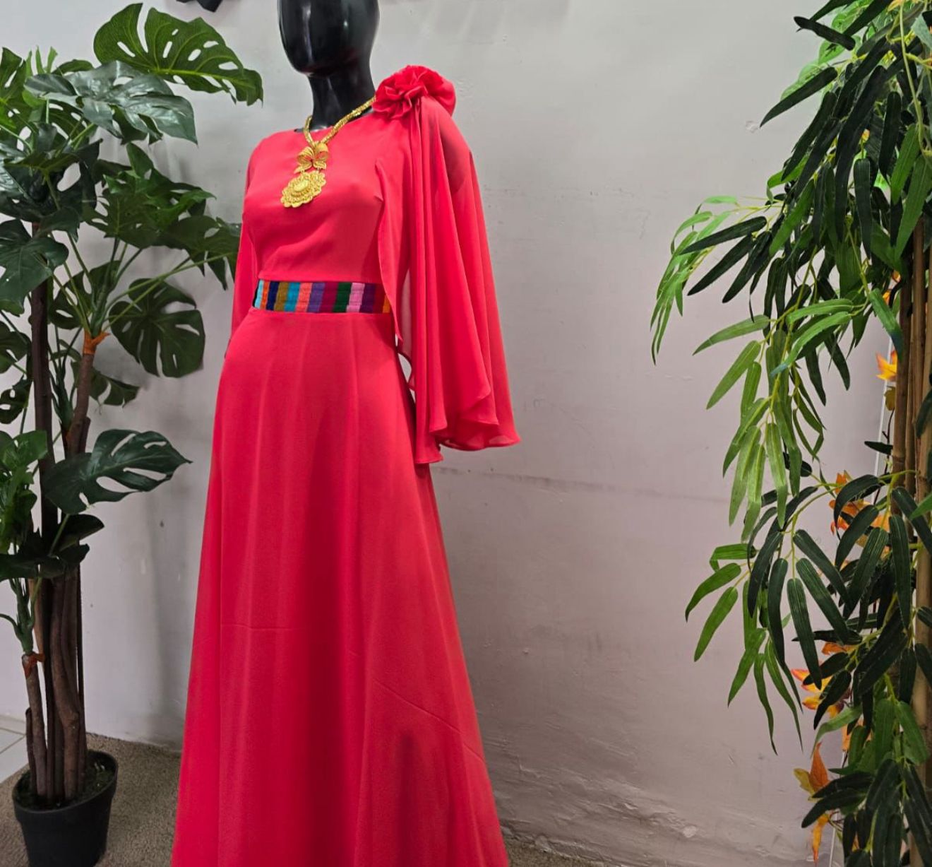 Vestido de Gala Chinanteco Color Salmon