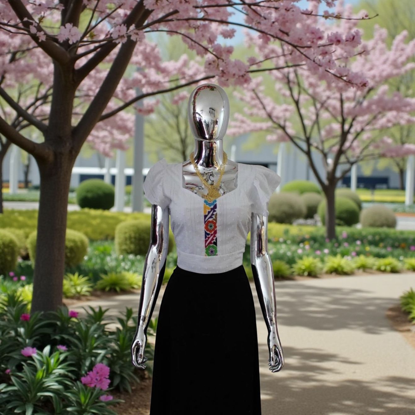 BLUSA CACTUS MEDIANAS CON BORDADO MAZATECO