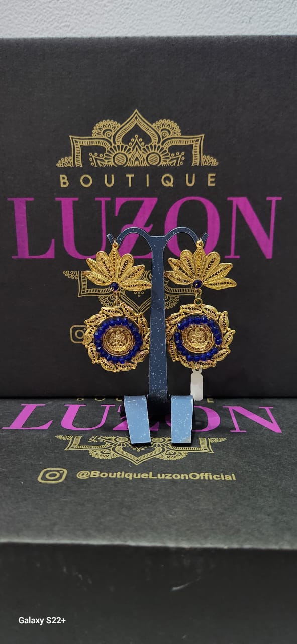 Pendientes Moneda -  Dorados con azul