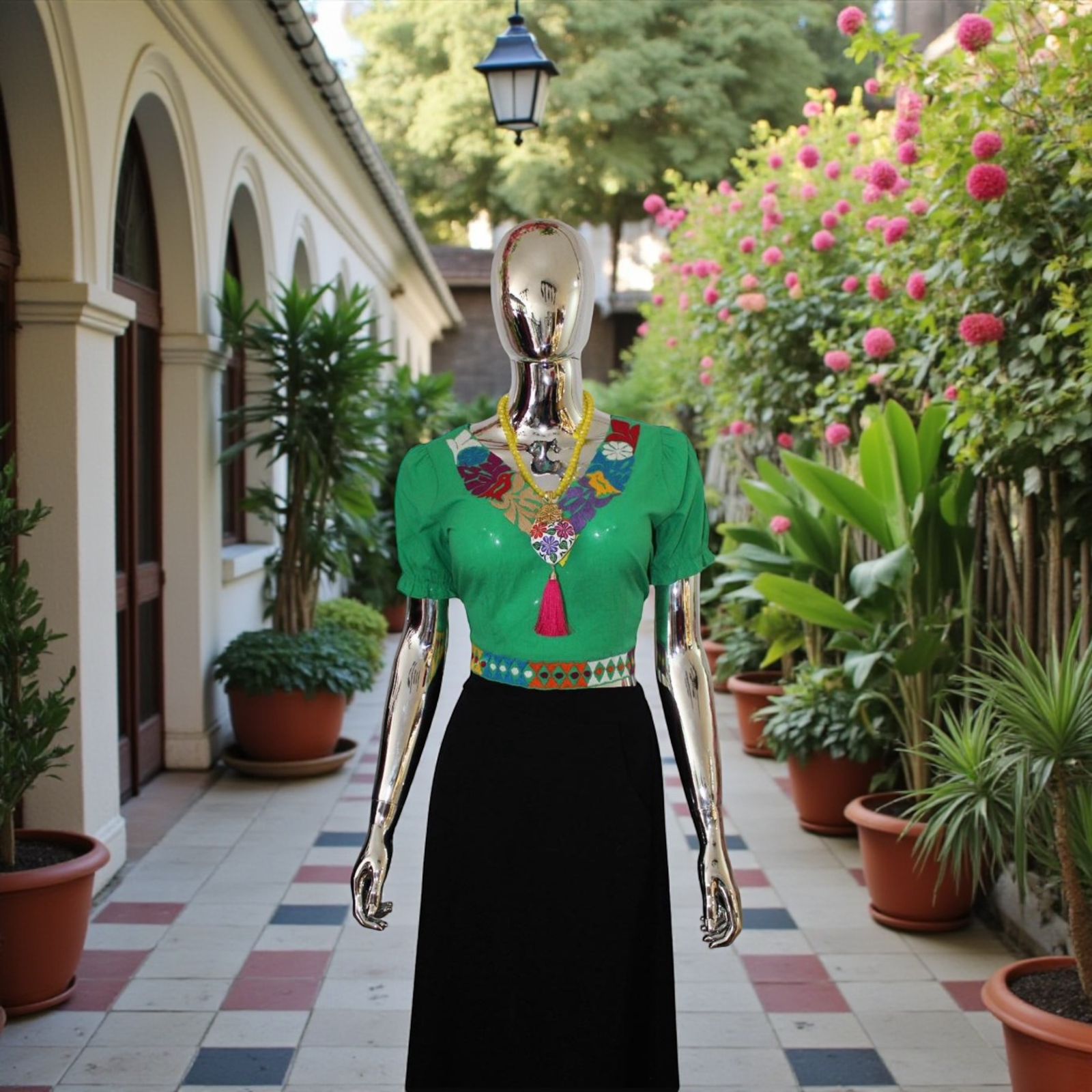 BLUSA CORTE V CHICAS - BORDADO MAZATECO