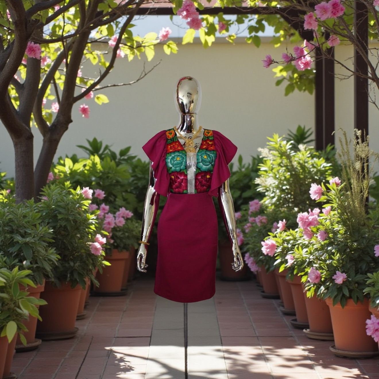 VESTIDO ISTMEÑO CON OLANES UNITALLA