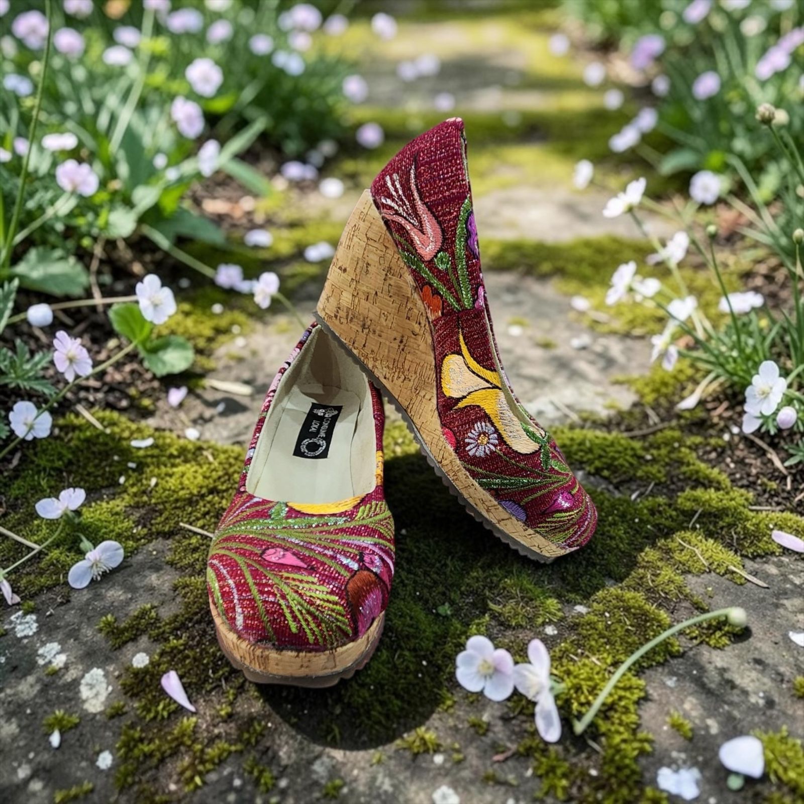 Zapatos de tacón Corcho bordados