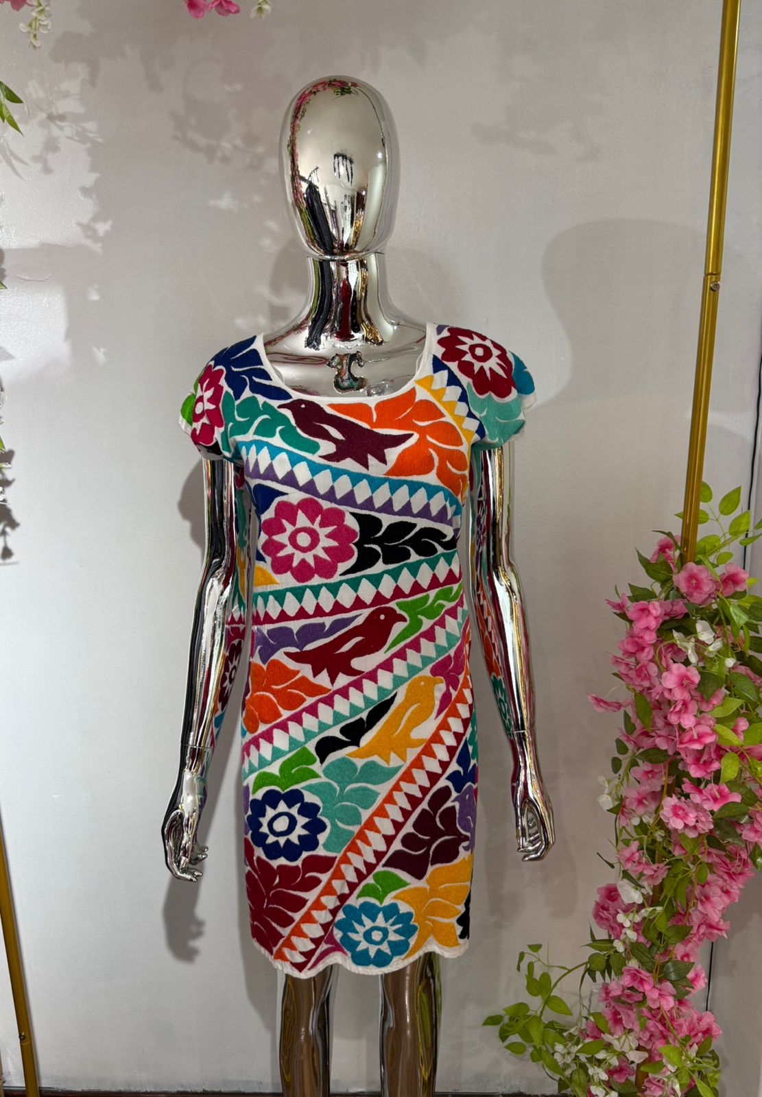 Vestido Bordado Mazateco Multicolor 