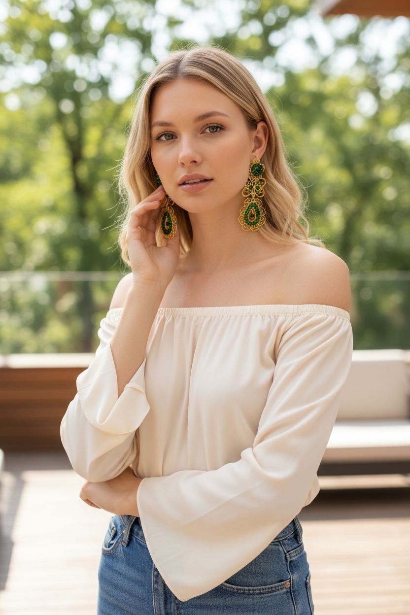 Pendientes de filigrana verde