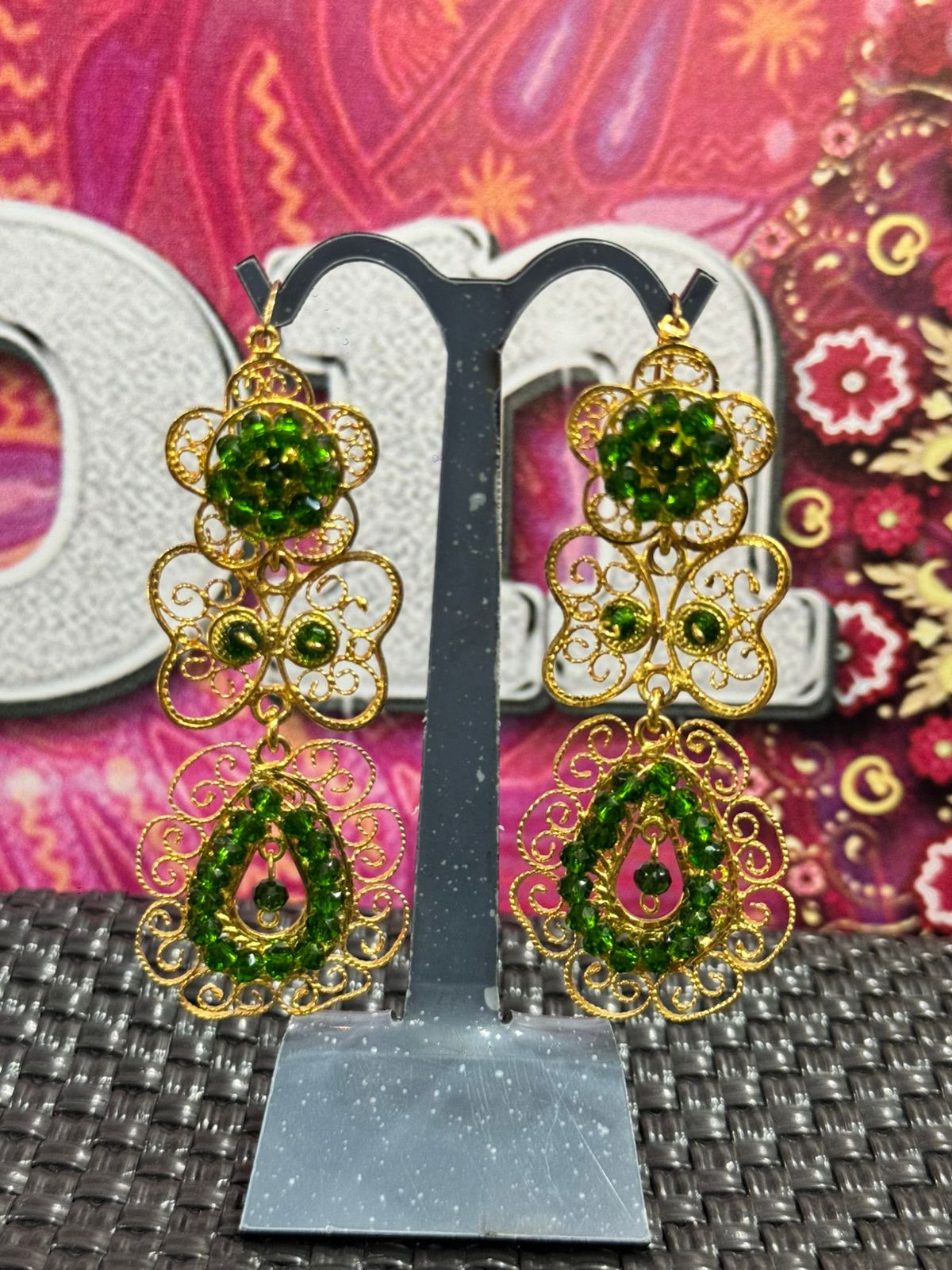 Pendientes de filigrana verde