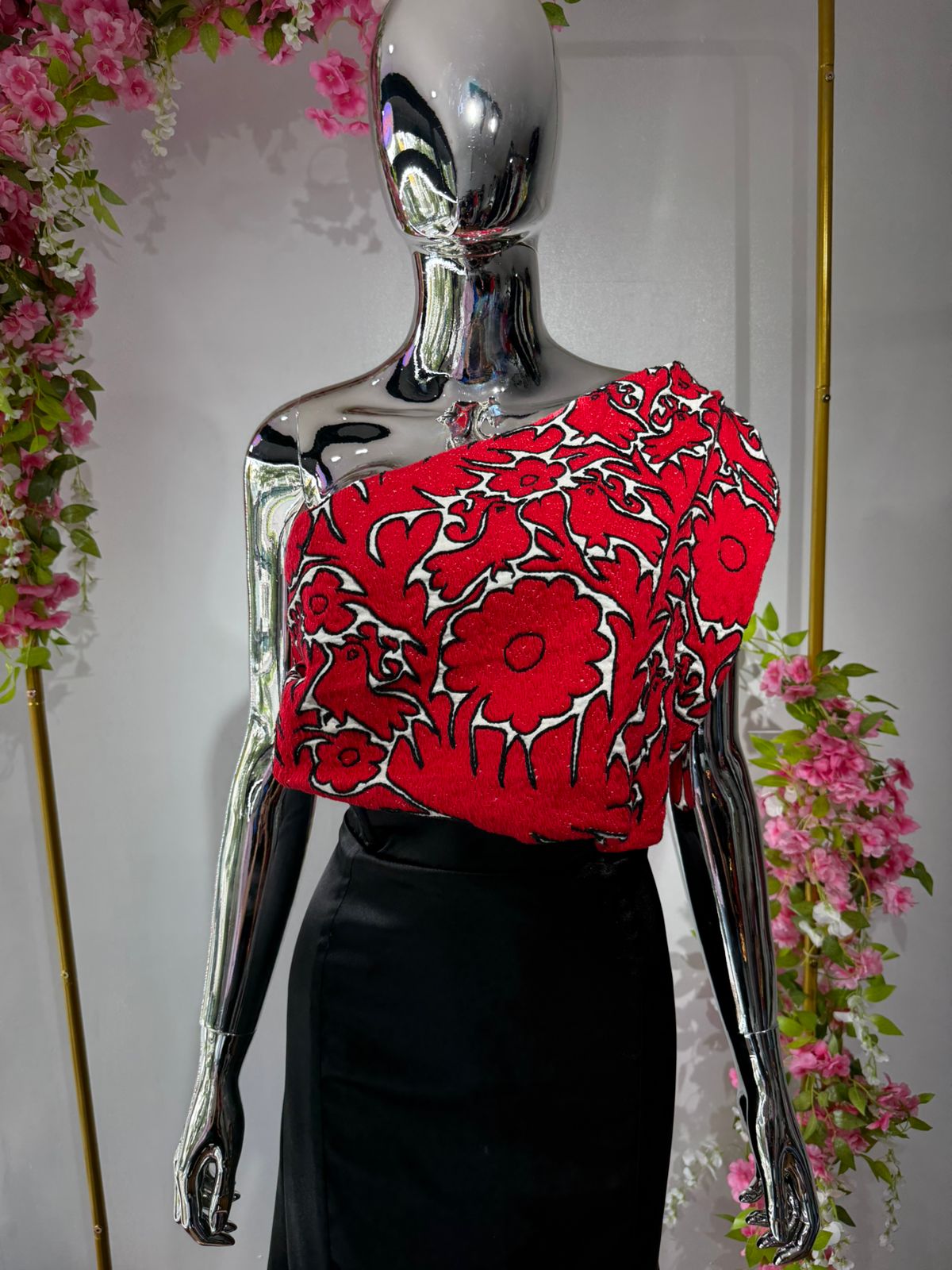 Vestido Negro de Gala con Bordado Mazateco 