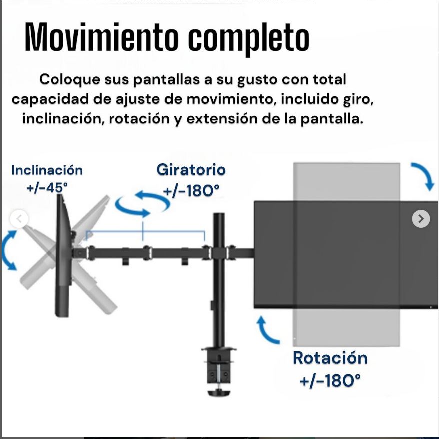 Soporte dual monitor VESA: 75×75 / 100×100