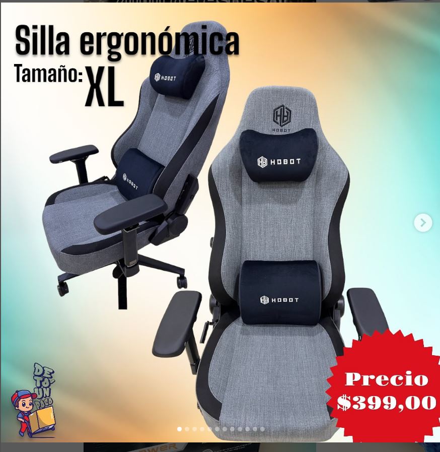 Silla ergonómica tamaño XL de tela Hobot