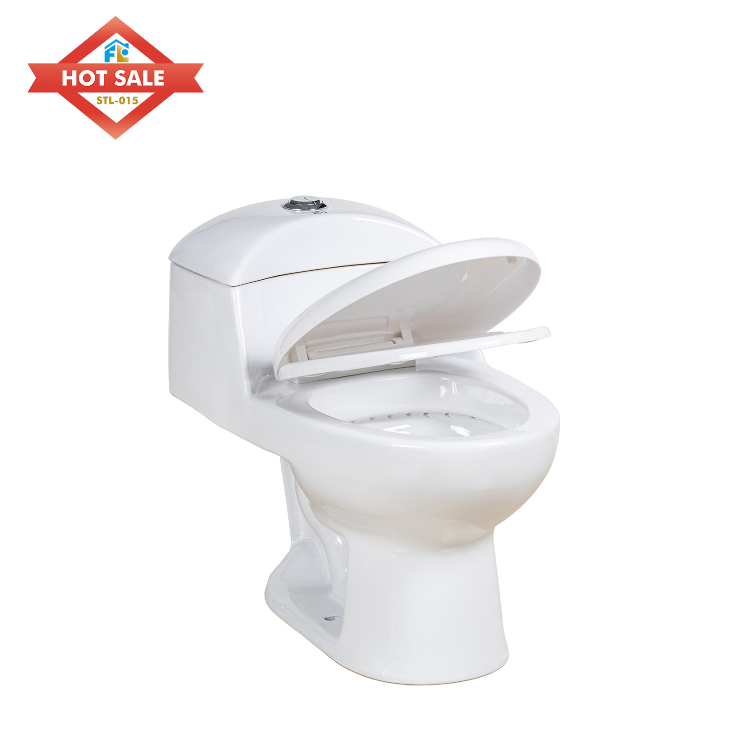 Ceramic One-Piece Toilet and Pedestal Basin Set: a Perfect Combination of Floor-Standing Washbasin and Toilet.