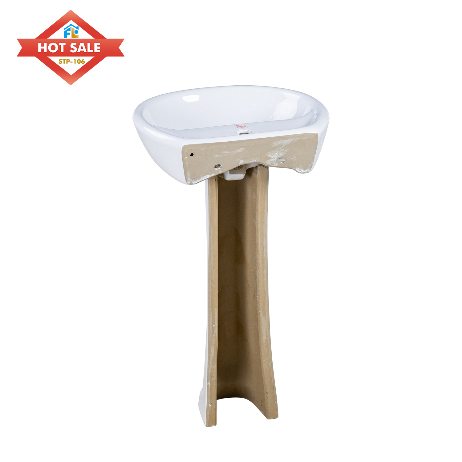 Fluor Modern Oval Porcelain Pedestal Basin-Easy to Clean for Bathroom & Hotel Use