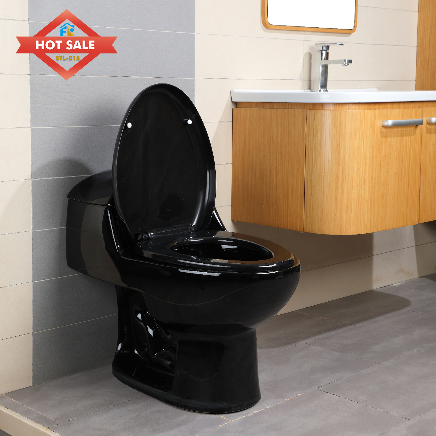Factory Wholesale Economic Black Siphon Flushing Sanitary Ware Floor Mounted One Piece Bathroom Ceramic One Piece WC Toilet Bowl