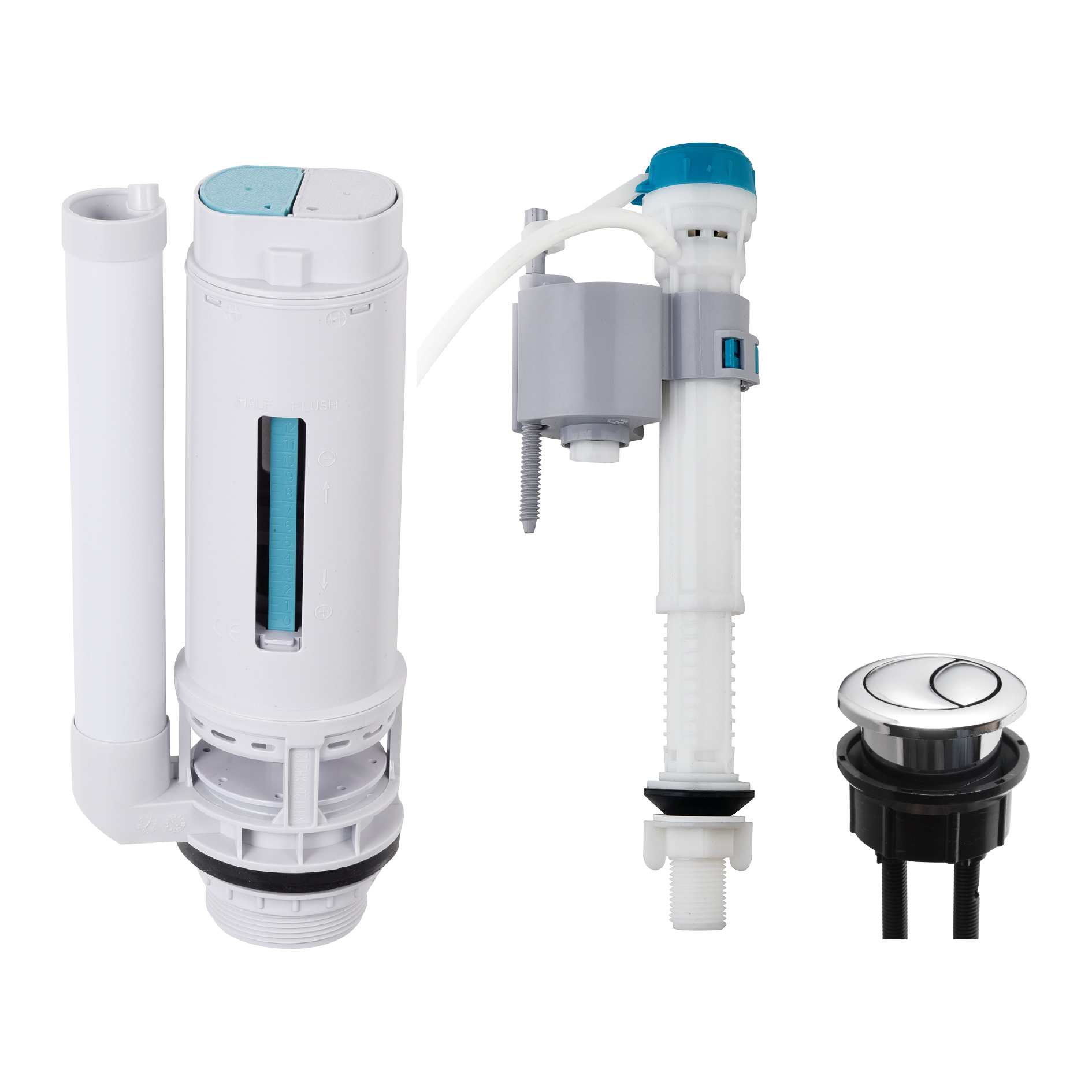FLJS-07 Dual-Flush Toilet Repair Kit | Water-Saving Flush Valve + Adjustable Fill Valve | Universal Cistern Replacement Parts