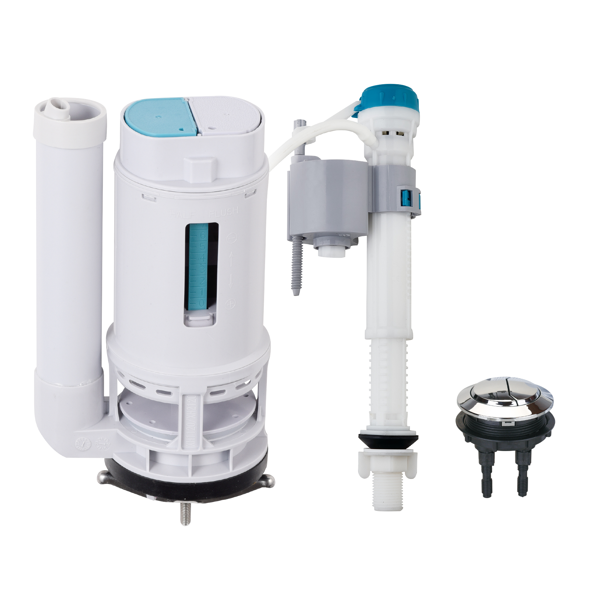 FLJS-02 Dual-Flush Toilet Repair Kit | Adjustable Silent Fill Valve + Dual-Mode Flush Valve | Universal Top-Press Cistern Replacement