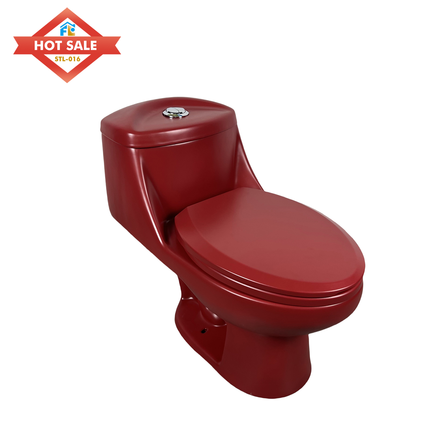 Hot selling Cost-effective Model  Red Color  S-Trap Toilet | Ceramic One-Piece Toilet for  Hotel 