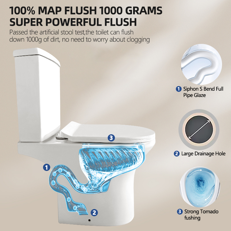 Modern Dual-Flush Ceramic Wc Sanitary Ware Floor Mounted Two Piece Wash down Toilet for Home Hotel