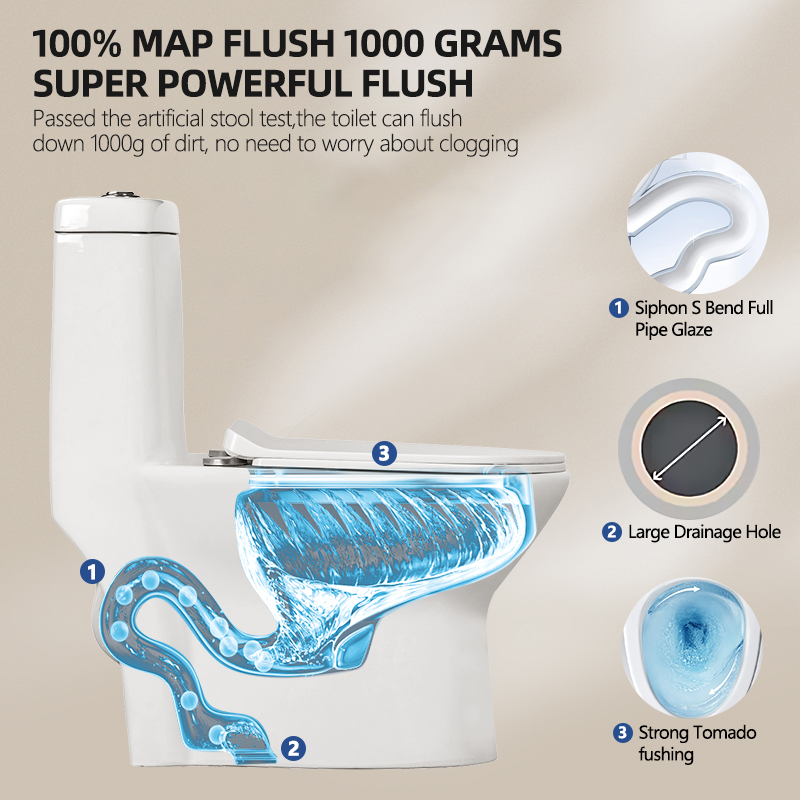 Factory Wholesale Elongated Luxury S-trap Siphon Flushing Sanitary Ware Floor Mounted Bathroom One Piece Ceramic WC Toilet