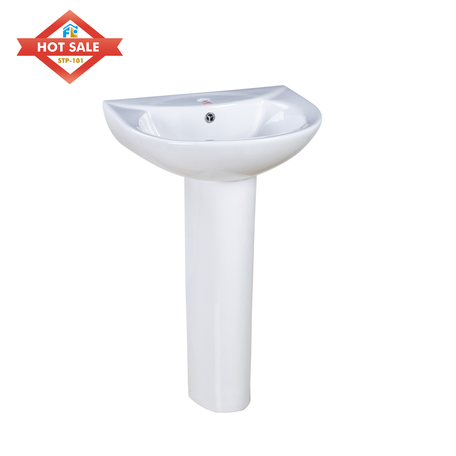 FLUOR FLP-101 Durable Stylish Ceramic Pedestal Basin Bathroom Wash Sink Cost-Effective Lovatory for Apartments and Washrooms