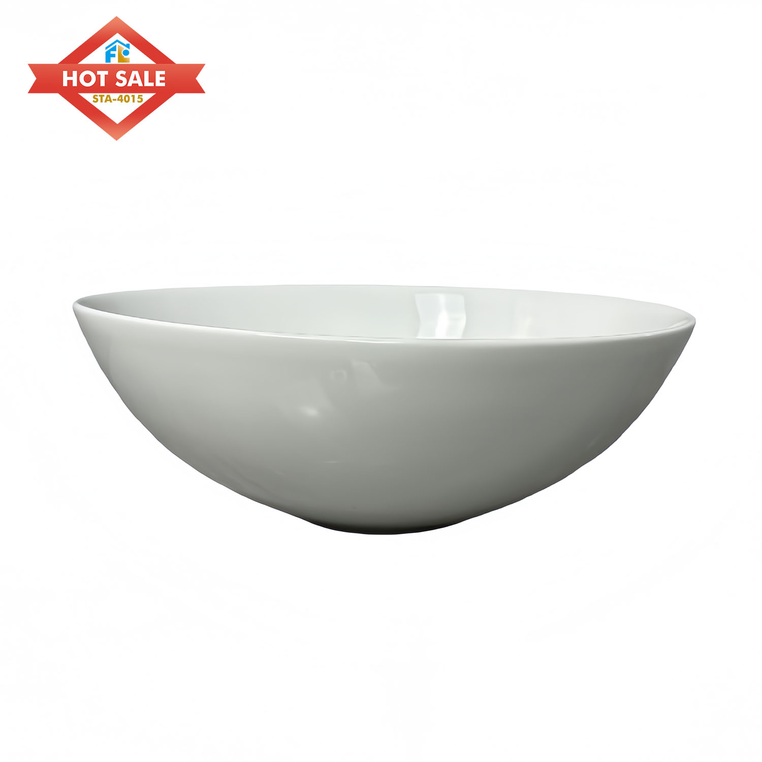Hot Sale Round Ceramic Basin Glossy White Modern Design Top Mount Easy to Clean Washroom Hotel Sink