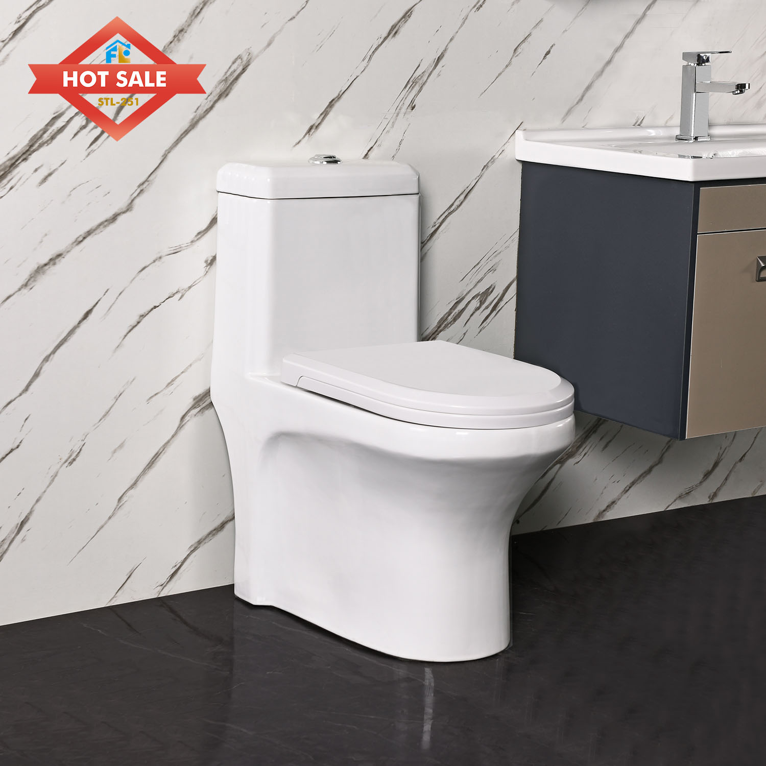 New Arrival  One Piece Ceramic Toilet  with Floor Mounted  S-trap 300mm Toilets for bathroom