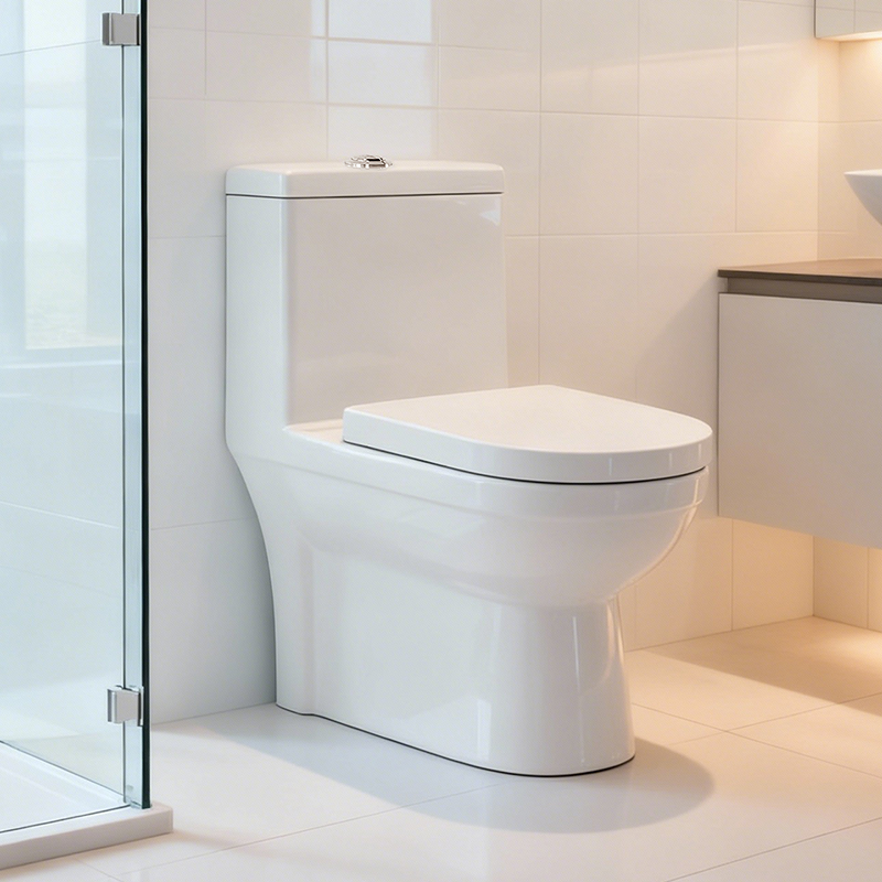 Modern One-Piece Ceramic Elongated Toilet with Dual-Flush S-Trap for Lavatory Washroom Hotels Villas No Remote Control