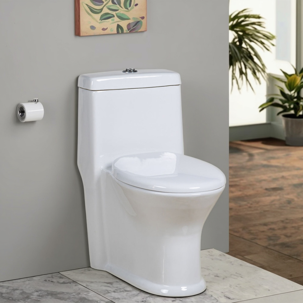  Fluor Hotsale S-Strap Water-Saving One Piece Toilet and Stylish Design Pedestal Basin Set