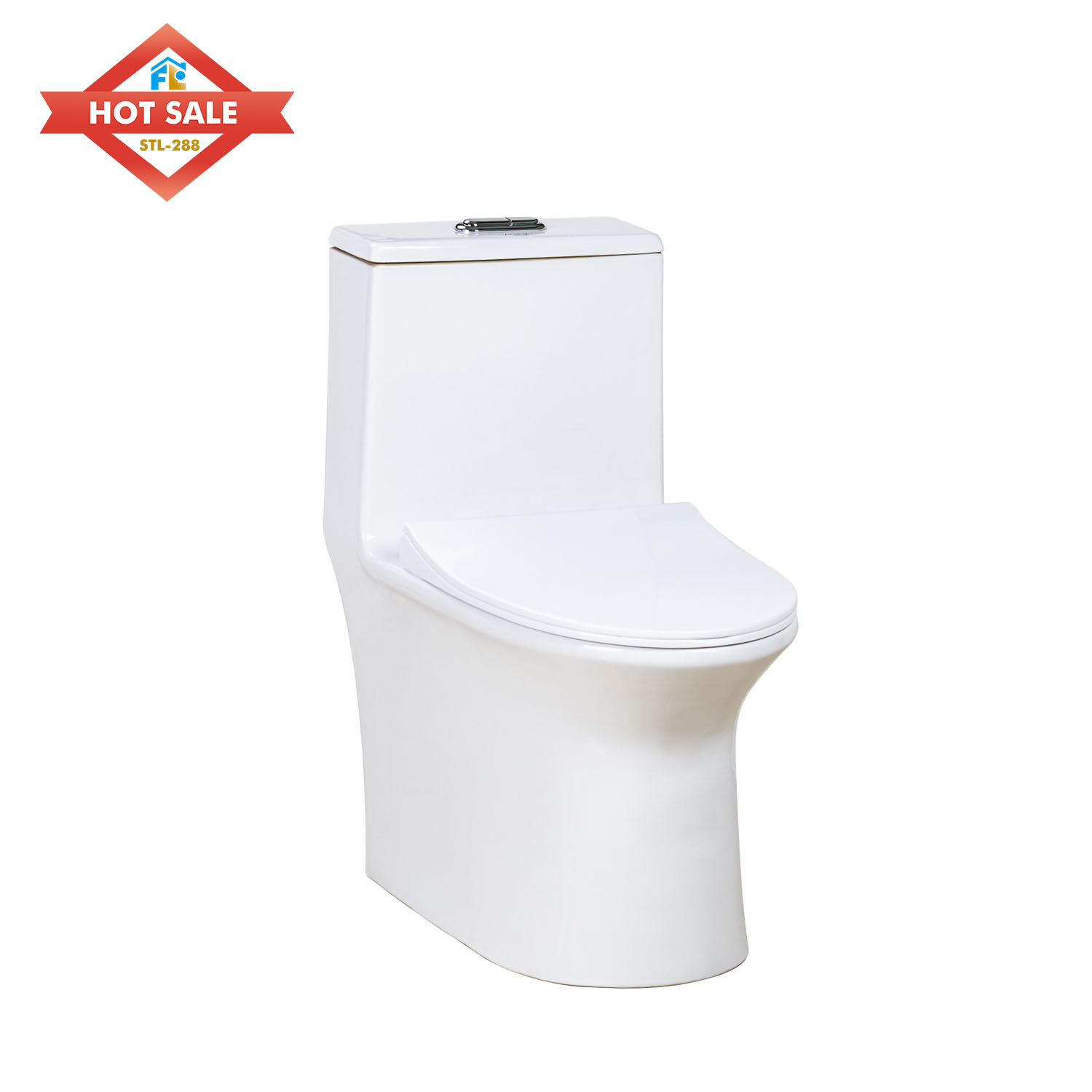 High Quality Ceramic One Piece Toilet with Siphonic S-trap 300mm Toilets for bathroom