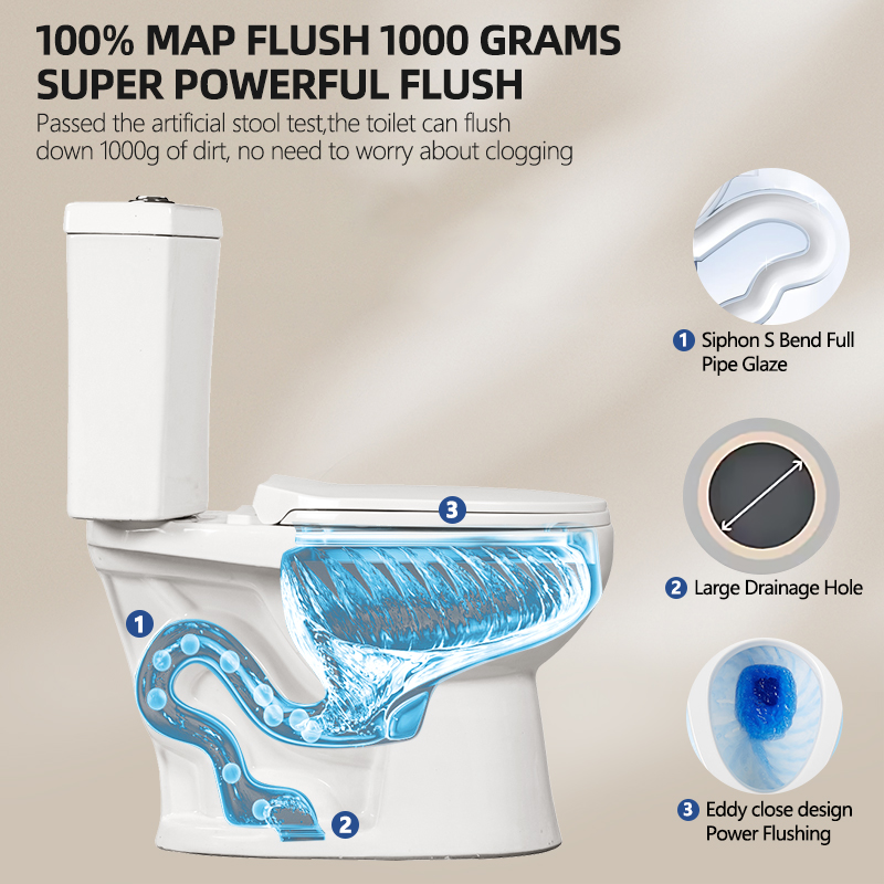 Siphonic Flush S-Trap Toilet Sanitary Ware Dual Flush Elongated Toilet Bowl for Bathroom