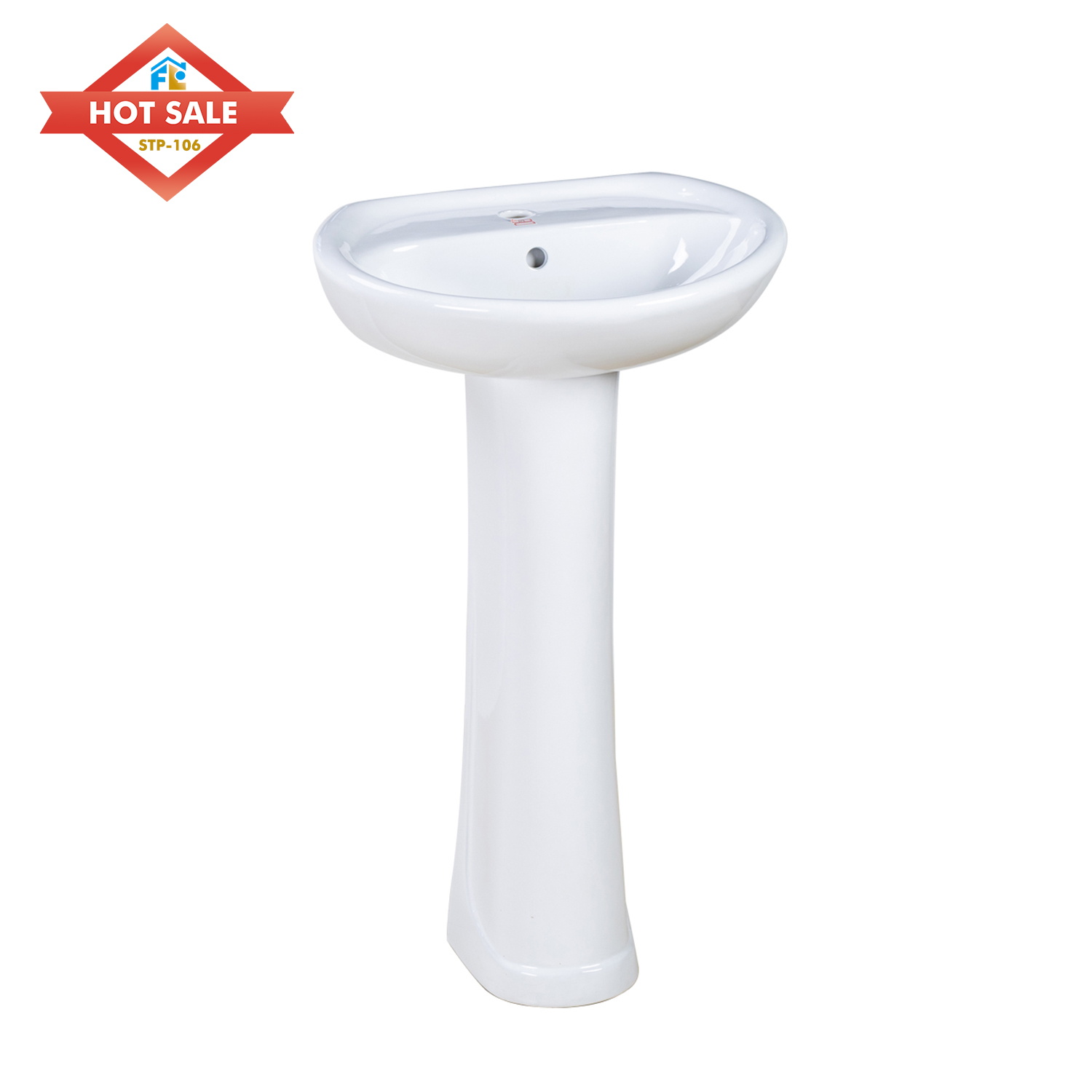 Fluor Modern Oval Porcelain Pedestal Basin-Easy to Clean for Bathroom & Hotel Use