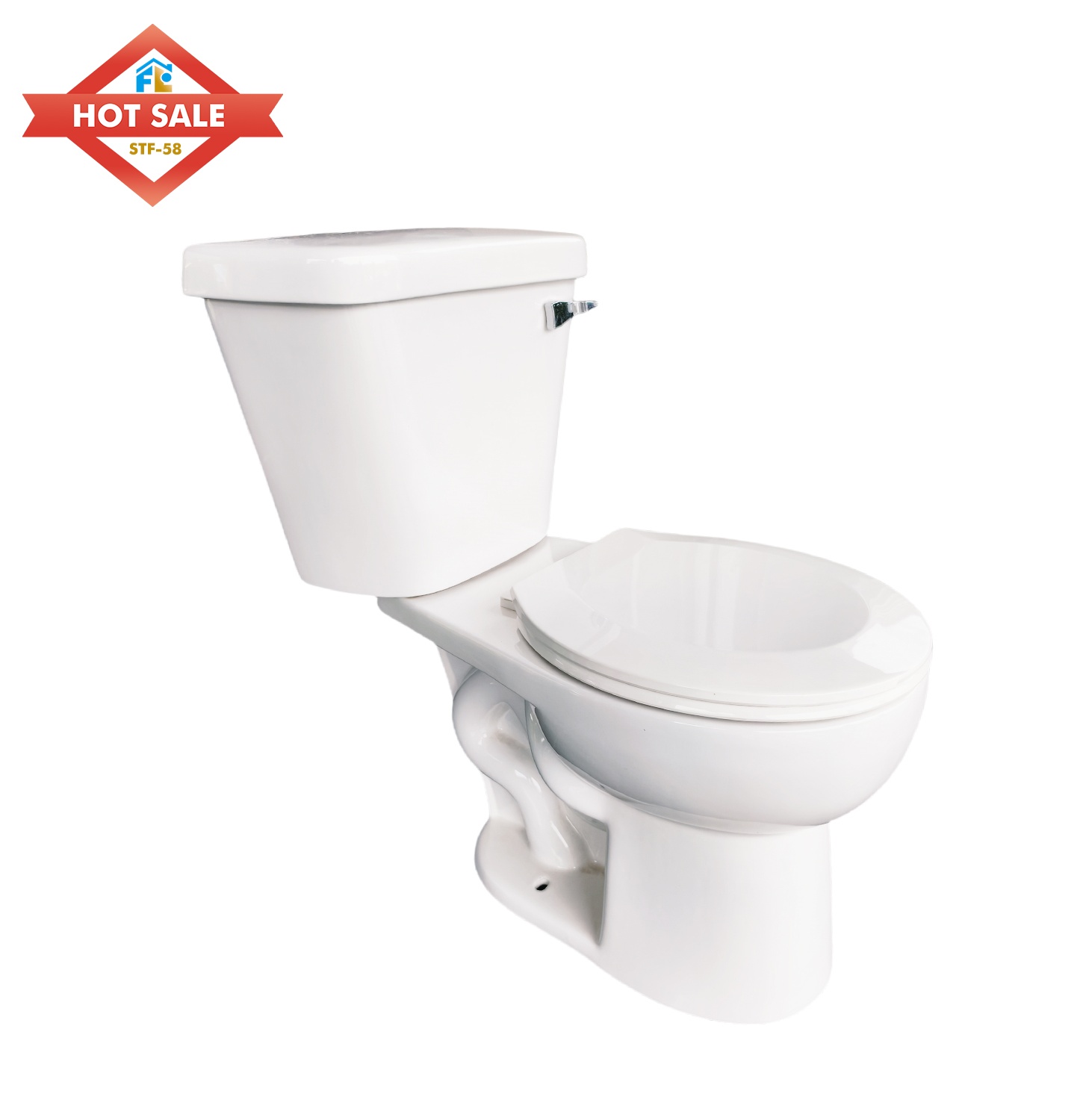 Model Two Piece Ceramic Toilet Bowl Seat S Trap Toilet with Soft Close Seat