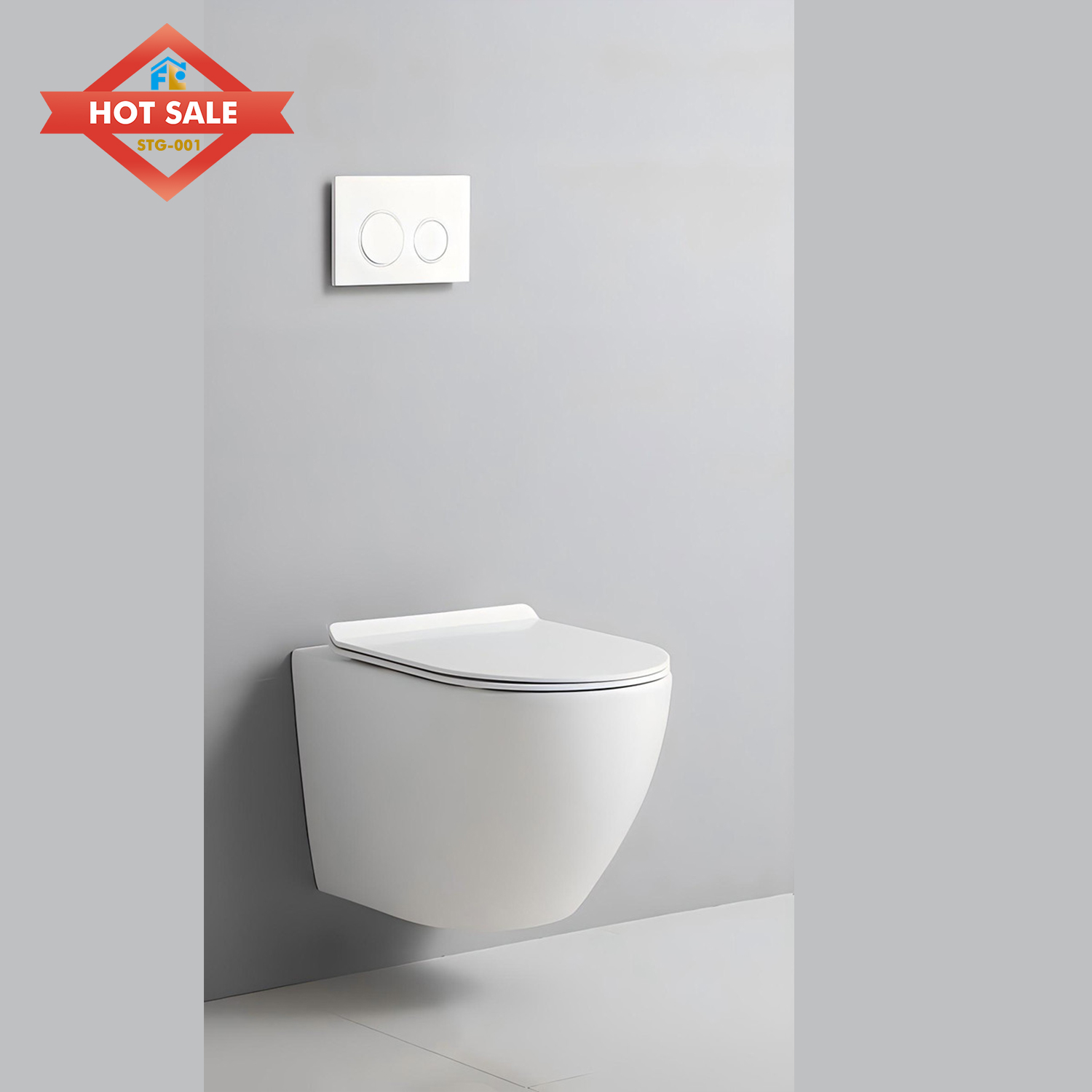 Innovative Heavy-Duty Wall-Mount P-Trap Toilet - Sturdy Steel Bracket, Anti-Leak for Long-Lasting Bathroom Efficiency