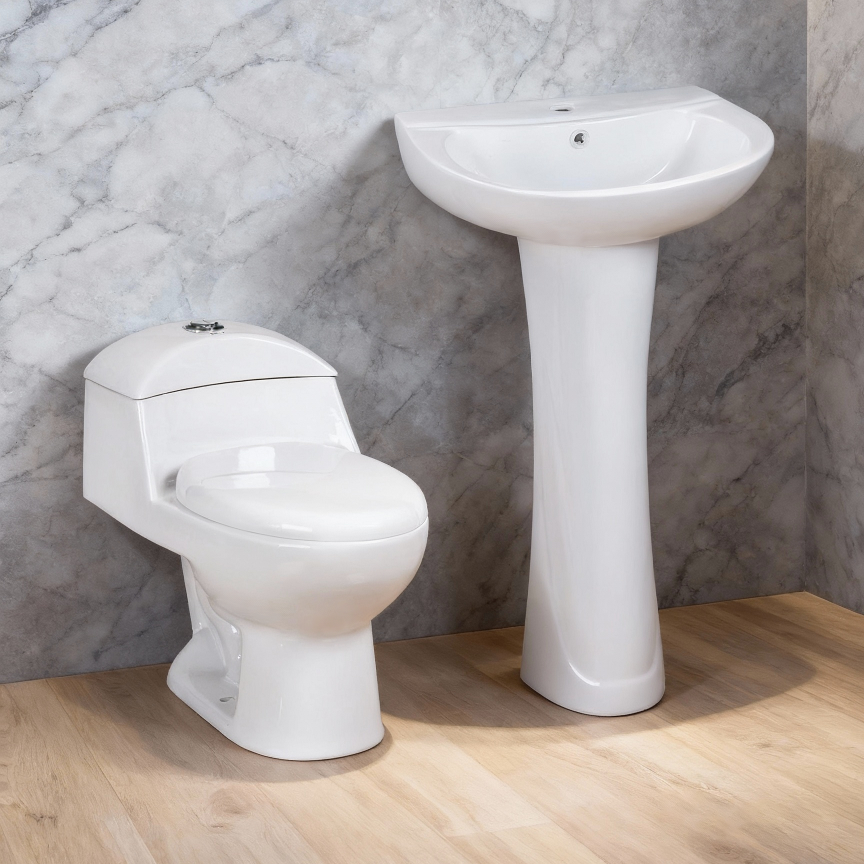 Factory wholesale modern all-S type steam trap siphon flushing floor installation integrated bathroom sanitary ware toilet sink set