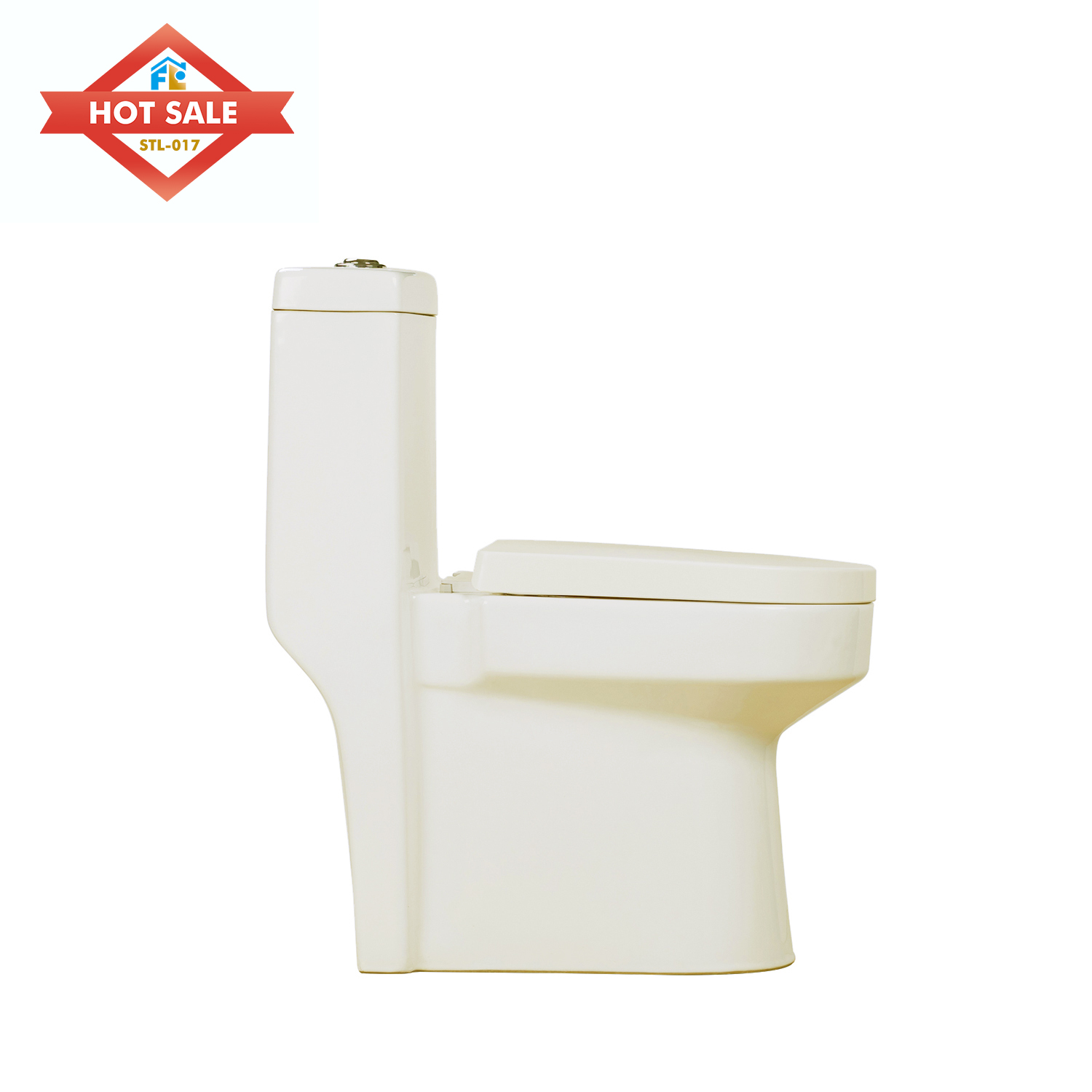 Sanitary Ware  Ceramic  Bone color Toilet  Siphonic BathroomOne Piece  Commode WC Bowl for Bathroom