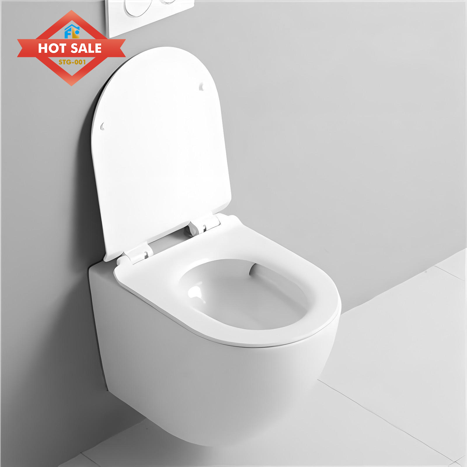 Innovative Heavy-Duty Wall-Mount P-Trap Toilet - Sturdy Steel Bracket, Anti-Leak for Long-Lasting Bathroom Efficiency