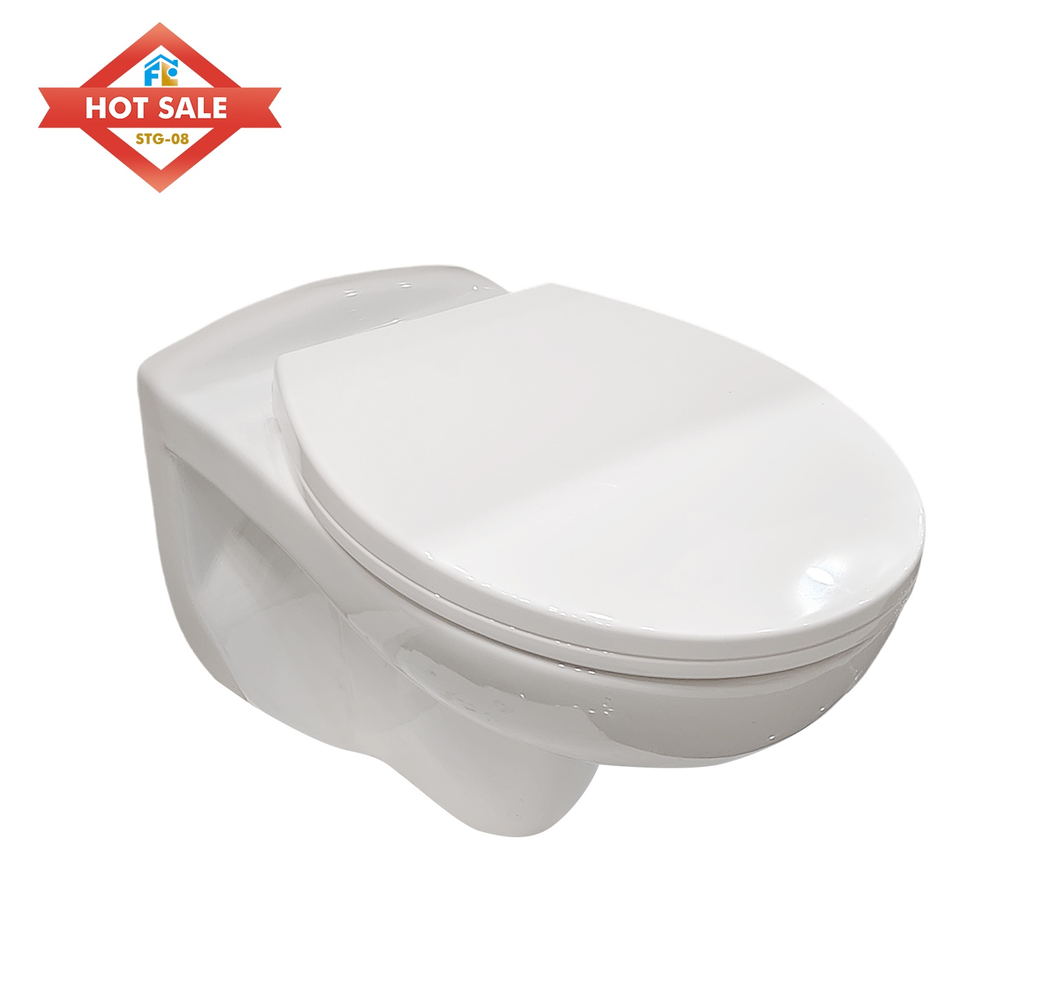 New Modern Design Sanitary Ware P-Trap Wash Down White Ceramic Wall Hung Wall Mounted Toilet for Bathroom