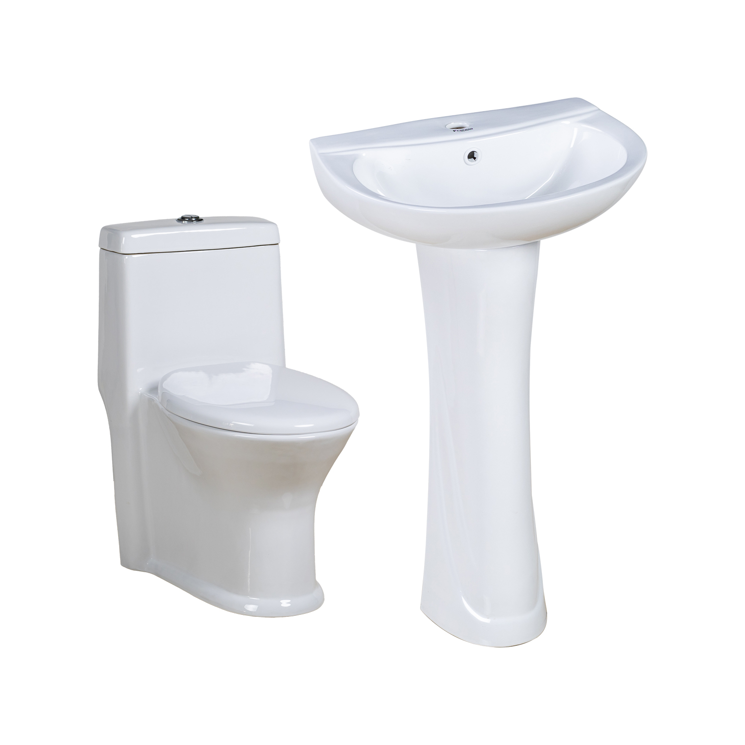   Fluor Hotsale S-Strap Water-Saving One Piece Toilet and Stylish Design Pedestal Basin Set