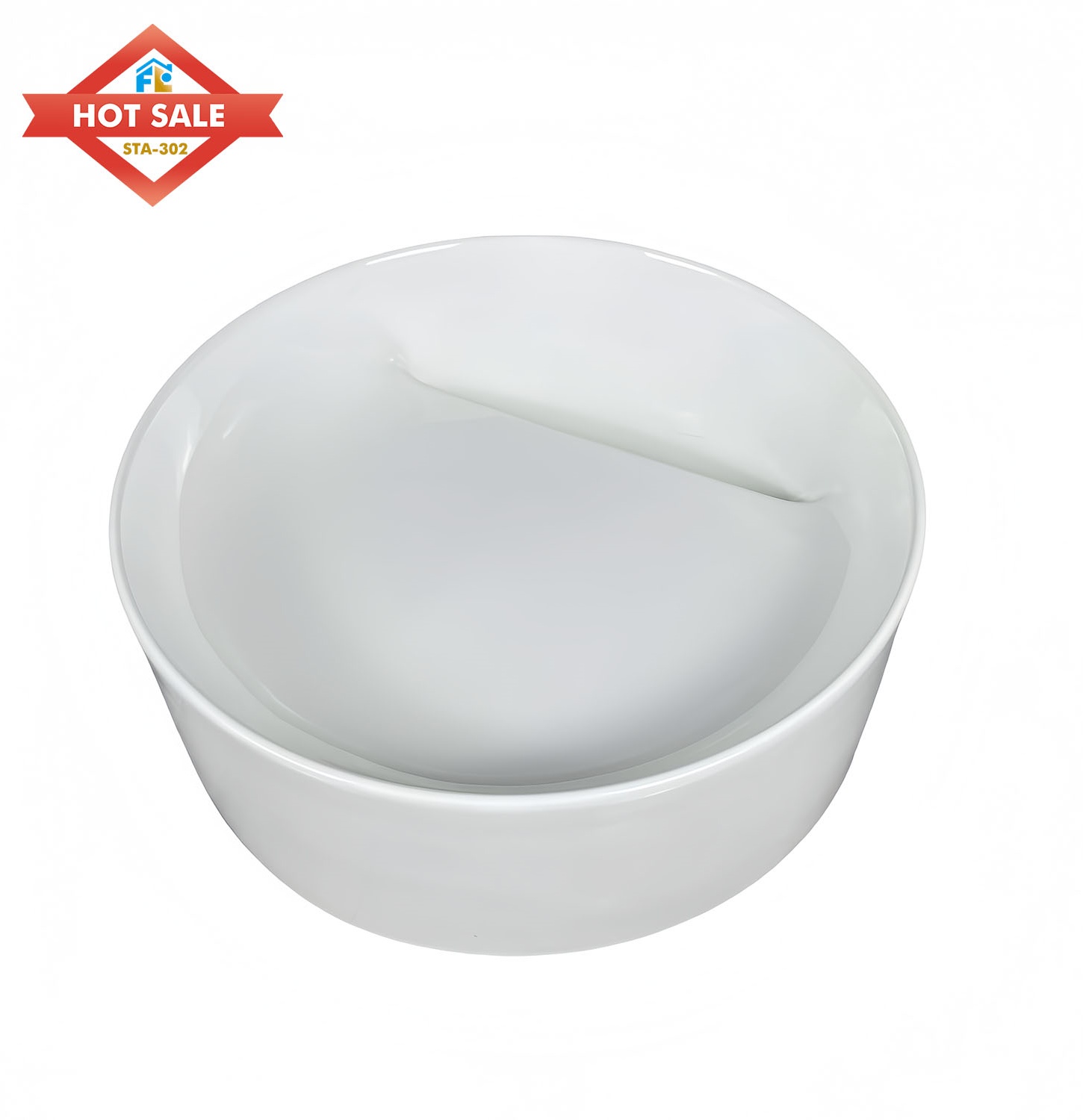 Modern Design Freestanding Solid Ceramic Hand Basin Hotel Bathroom Counter Top Polished Finish Easy to Clean Sink