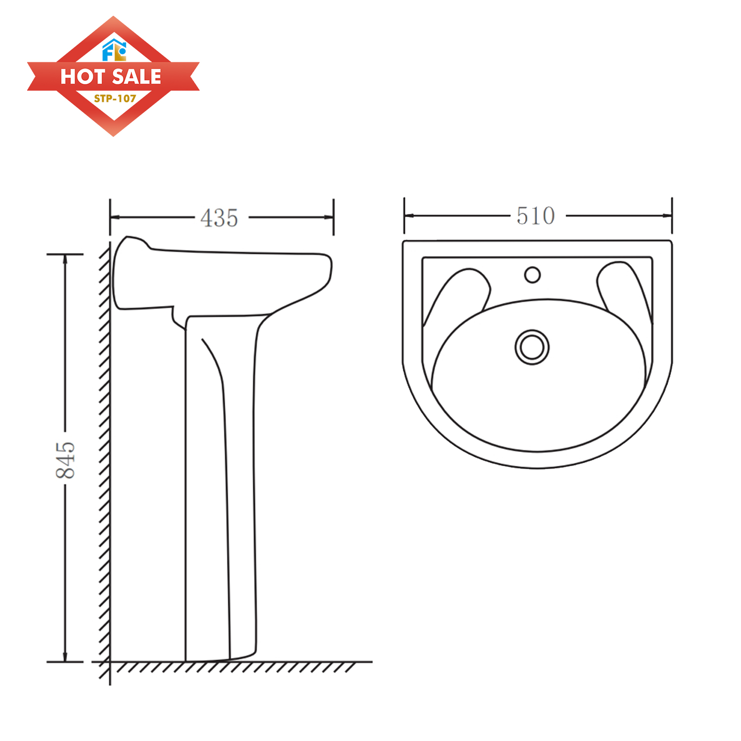 Chic Design Toilet Basin and Pedestal Set for Modern Interiors