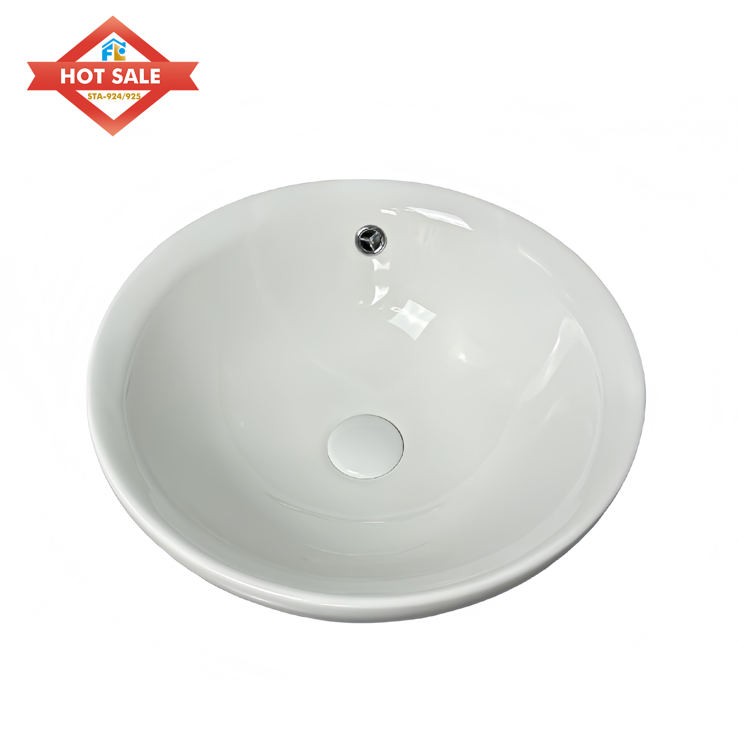 White Modern Ceramic Polished Round Easy Clean Washroom Vessel Sink Counter top Counter Table Top Art Hand Wash Basin Hotel