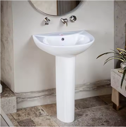  Fluor Hotsale S-Strap Water-Saving One Piece Toilet and Stylish Design Pedestal Basin Set